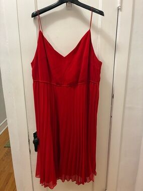 ASOS Curve Red Pleated V-Neck Midi Dress